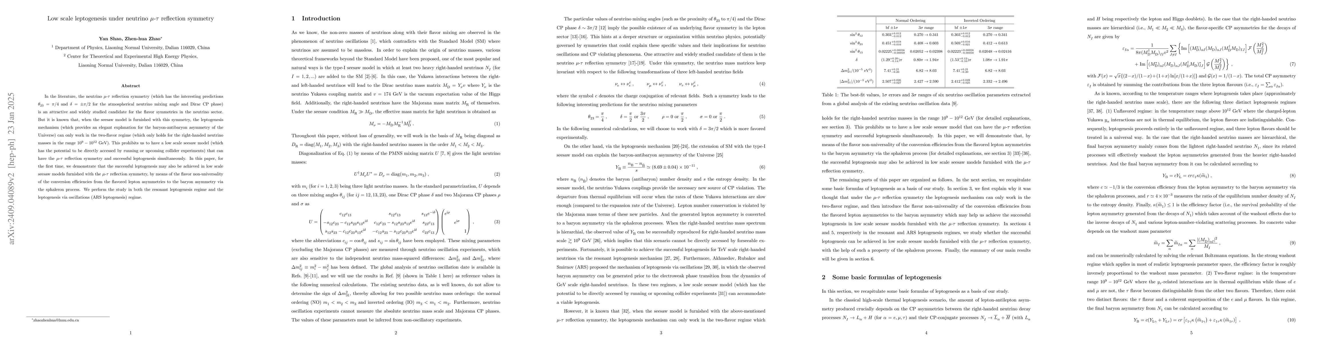 Thumbnail for Low scale leptogenesis under neutrino $μ$-$τ$ reflection symmetry