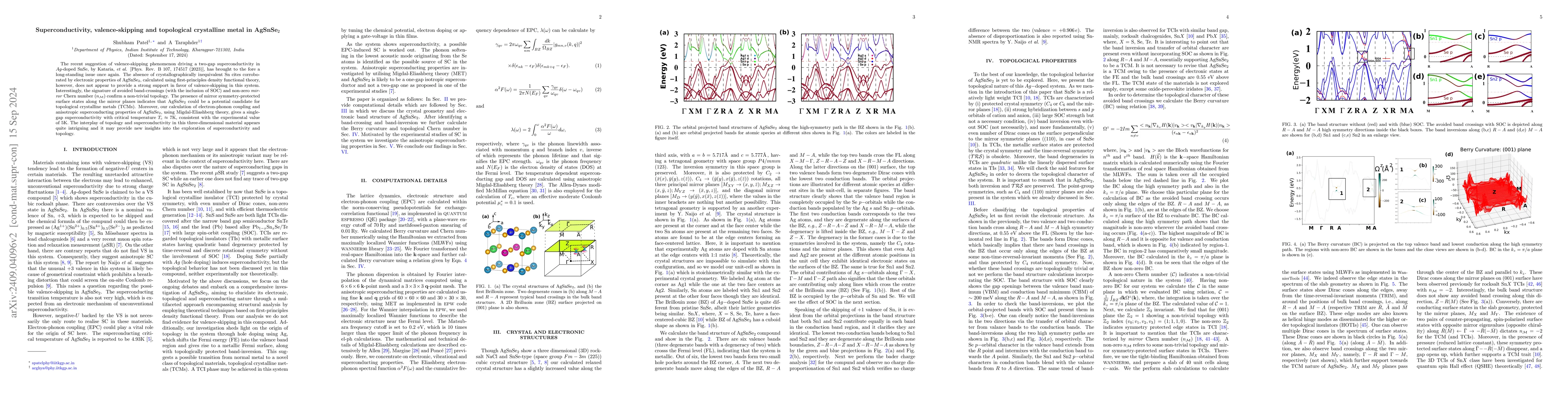 Thumbnail for Superconductivity, valence-skipping and topological crystalline metal in
  AgSnSe$_2$