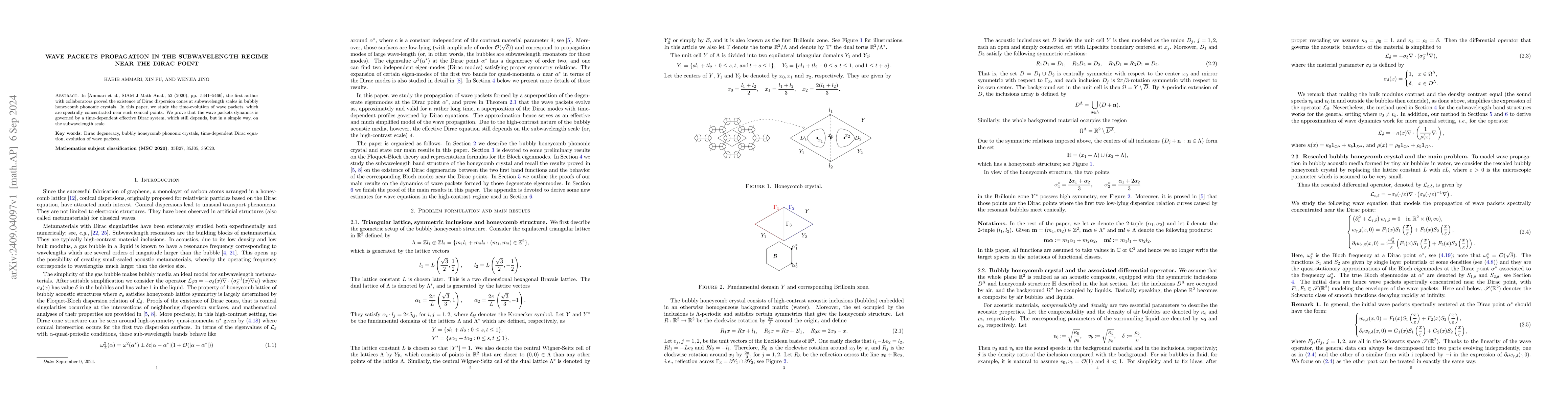 Thumbnail for Wave packets propagation in the subwavelength regime near the Dirac
  point