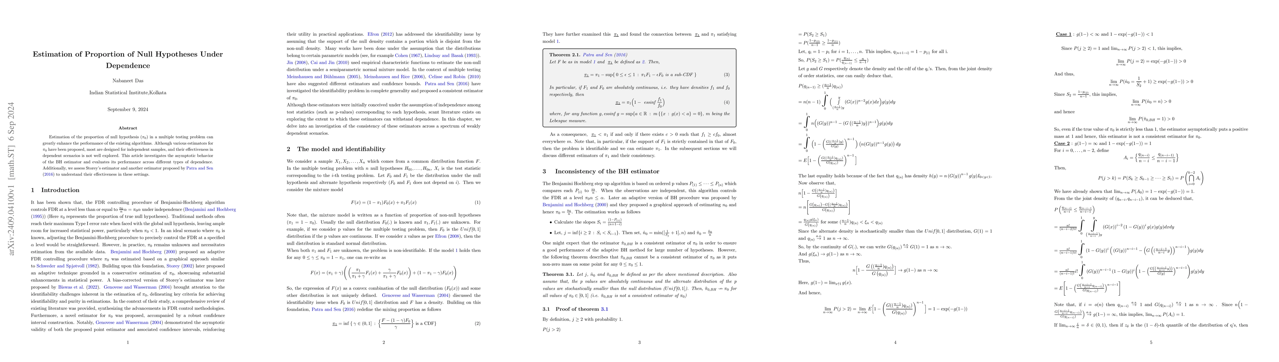 Thumbnail for Estimation of Proportion of Null Hypotheses Under Dependence