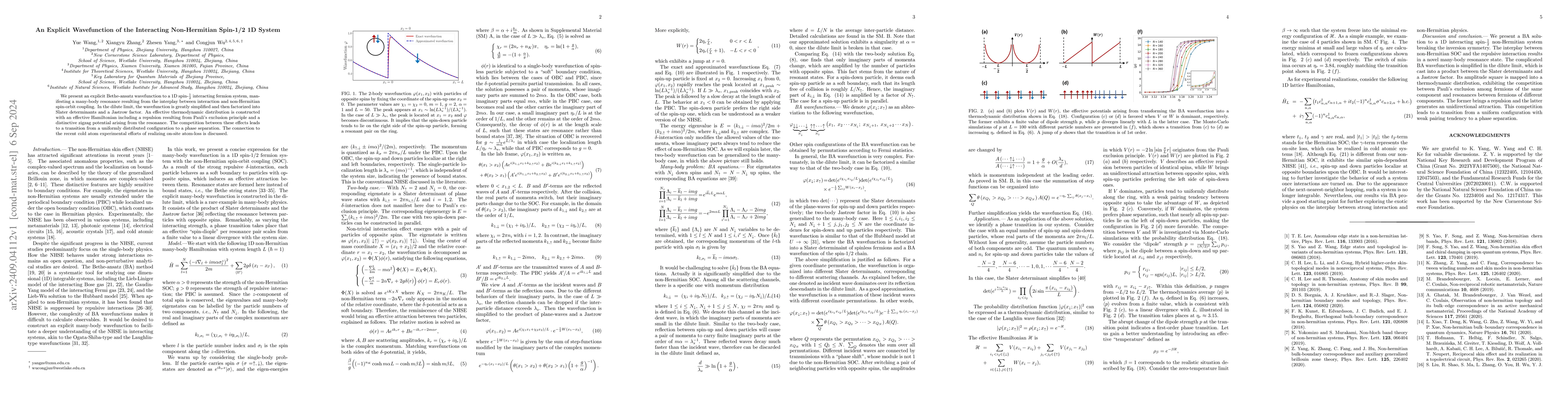 Thumbnail for An Explicit Wavefunction of the Interacting Non-Hermitian Spin-1/2 1D
  System