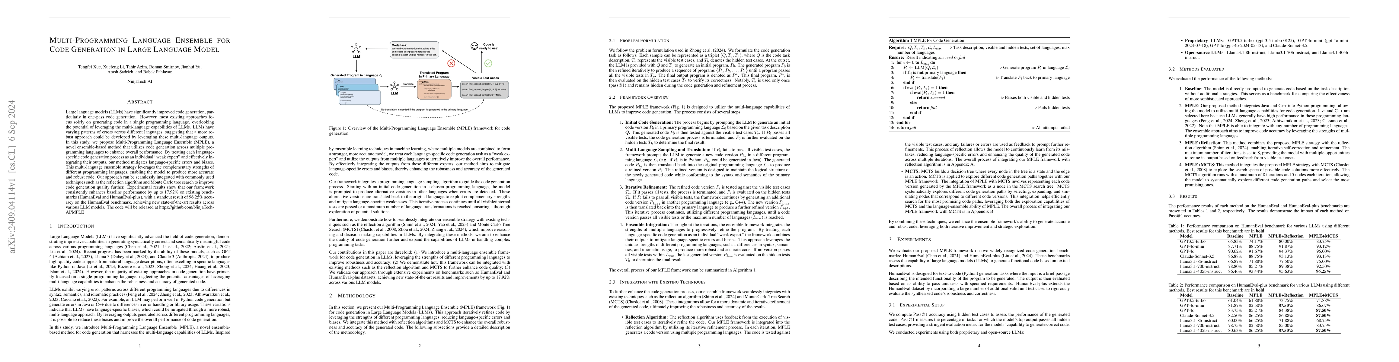 Thumbnail for Multi-Programming Language Ensemble for Code Generation in Large
  Language Model