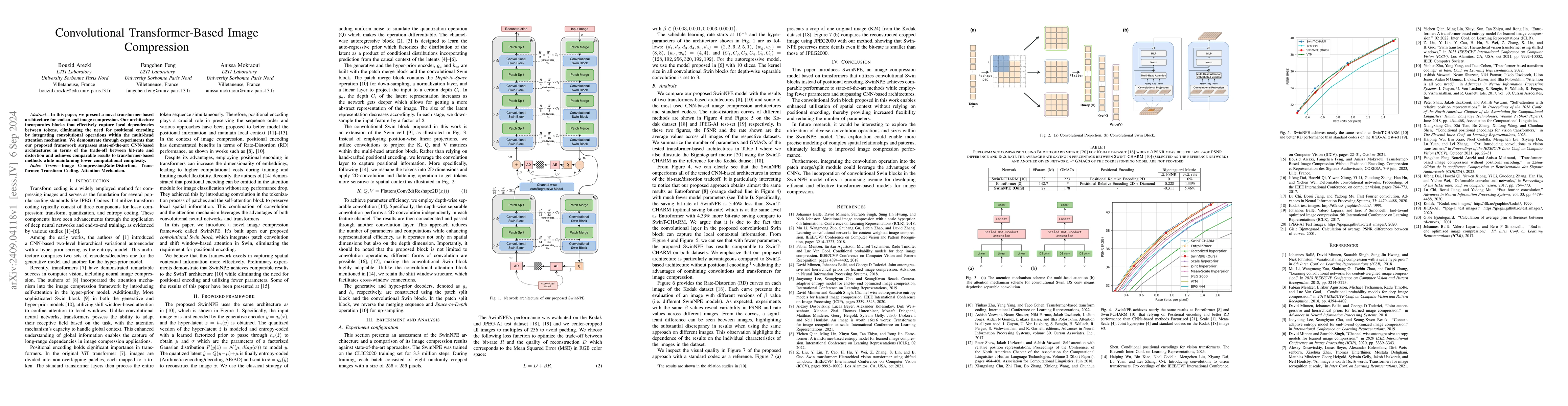 Thumbnail for Convolutional Transformer-Based Image Compression