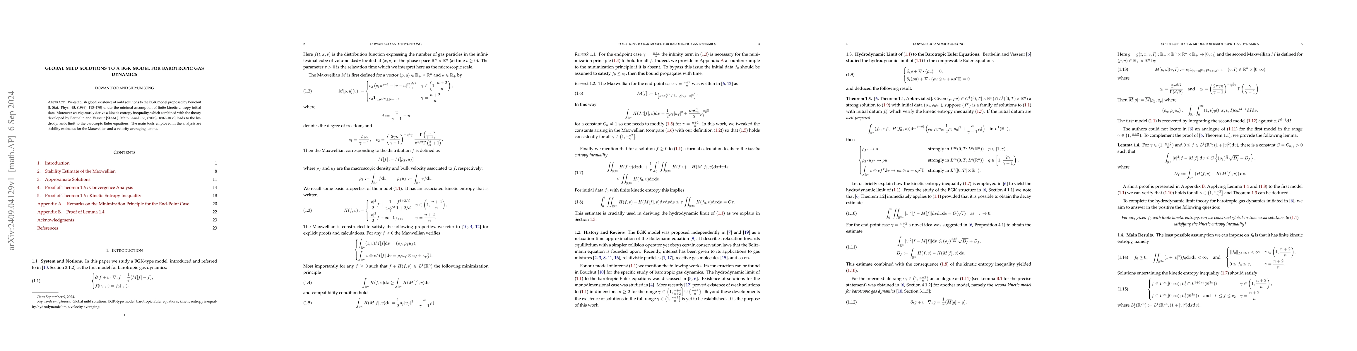 Thumbnail for Global Mild Solutions to a BGK Model for Barotropic Gas Dynamics