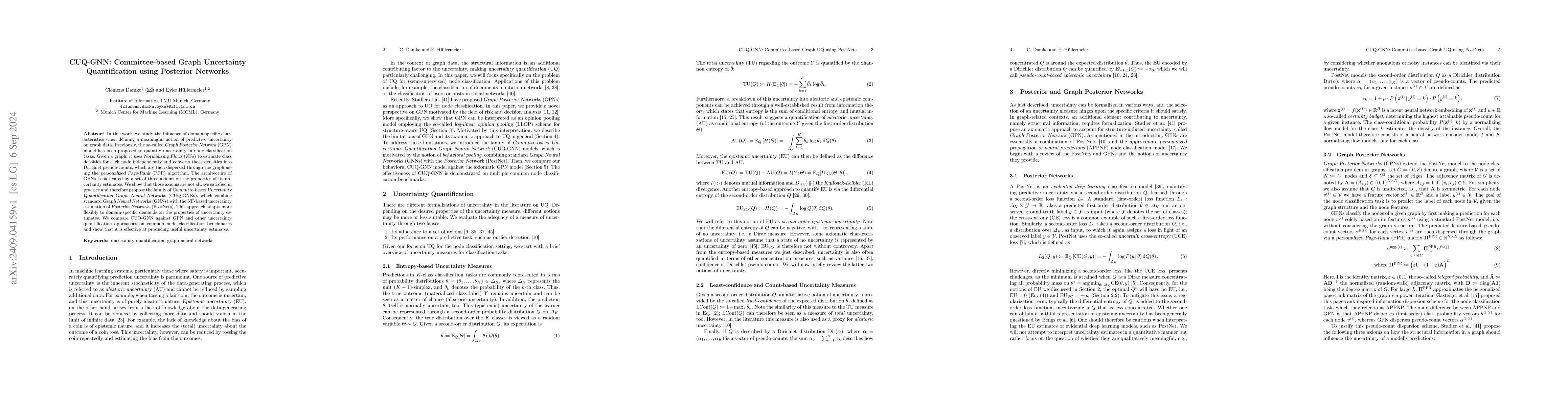 Thumbnail for CUQ-GNN: Committee-based Graph Uncertainty Quantification using
  Posterior Networks