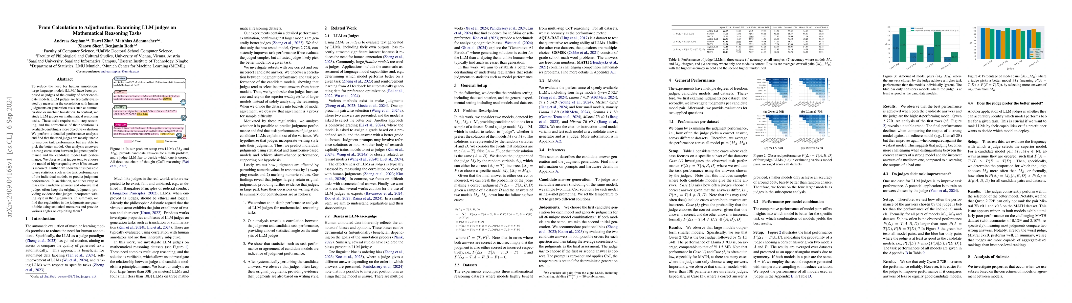 Thumbnail for From Calculation to Adjudication: Examining LLM judges on Mathematical
  Reasoning Tasks
