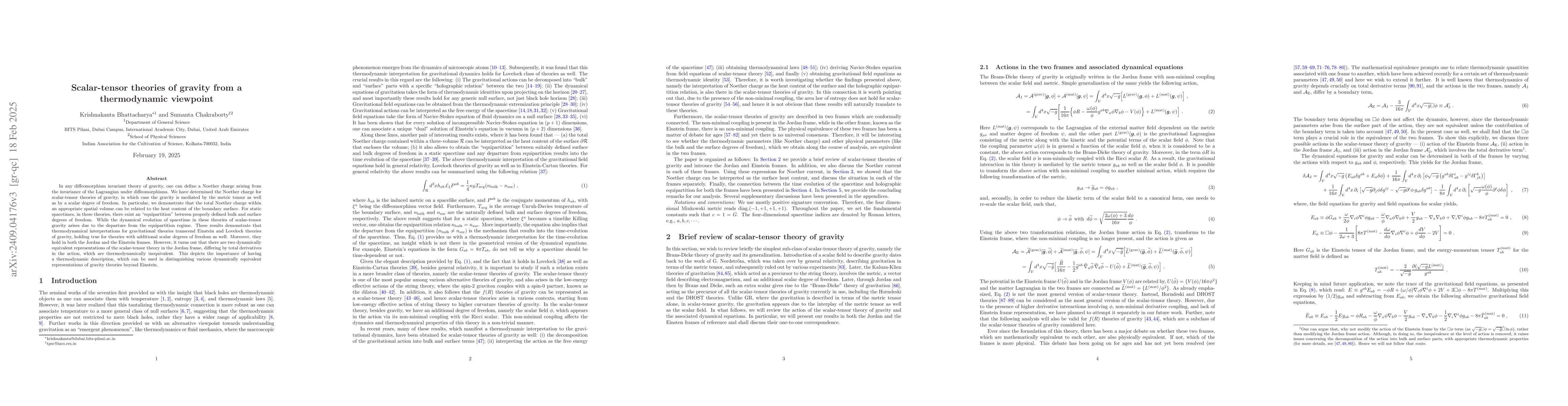 Thumbnail for Scalar-tensor theories of gravity from a thermodynamic viewpoint