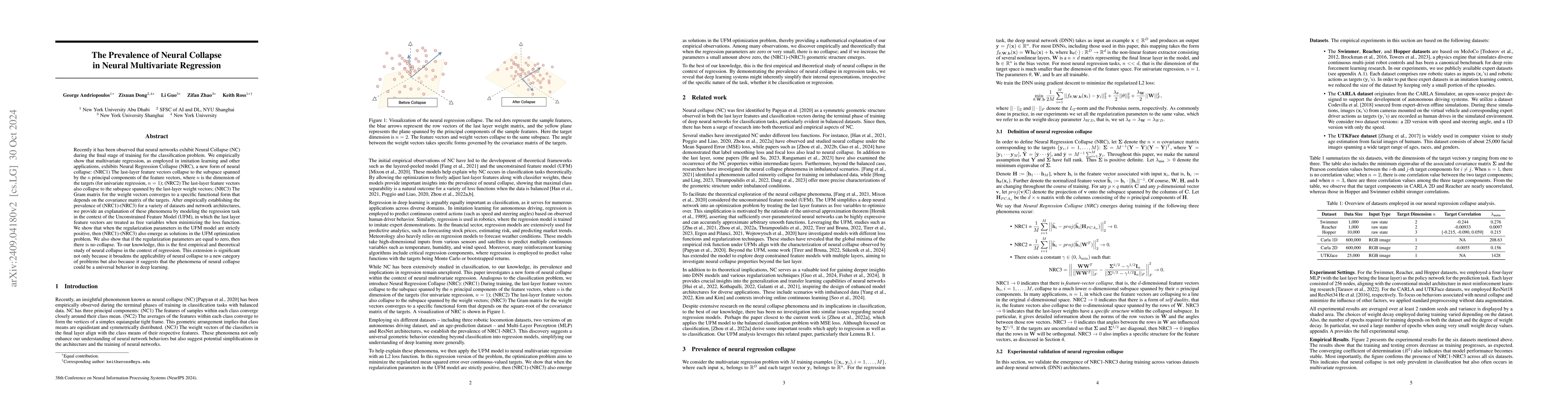 Thumbnail for The Prevalence of Neural Collapse in Neural Multivariate Regression