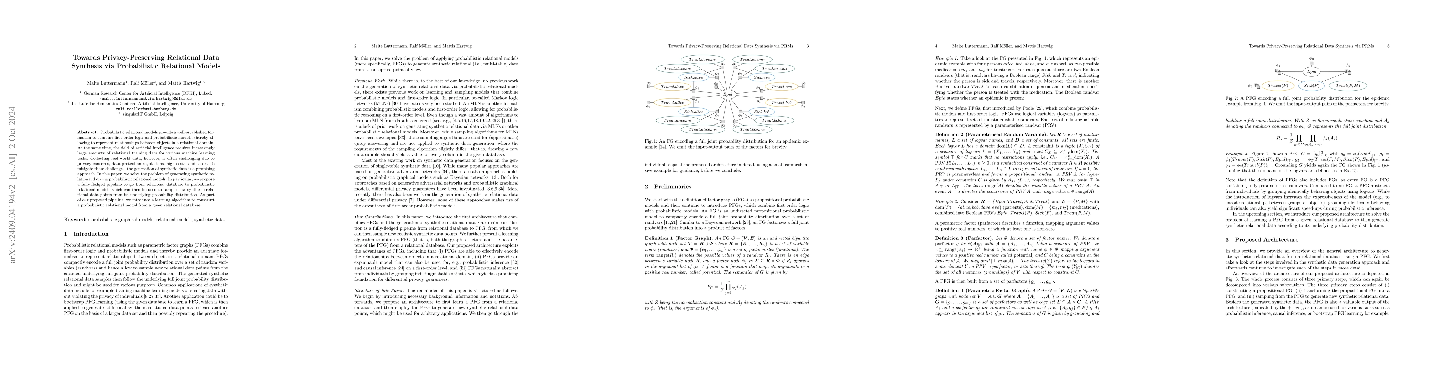 Thumbnail for Towards Privacy-Preserving Relational Data Synthesis via Probabilistic
  Relational Models