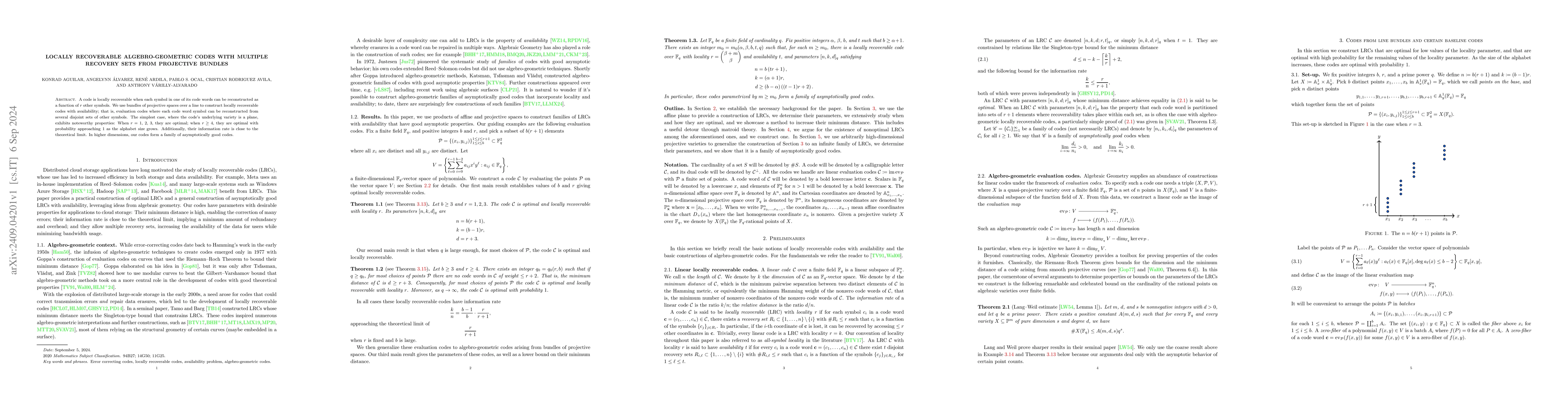 Thumbnail for Locally recoverable algebro-geometric codes with multiple recovery sets
  from projective bundles