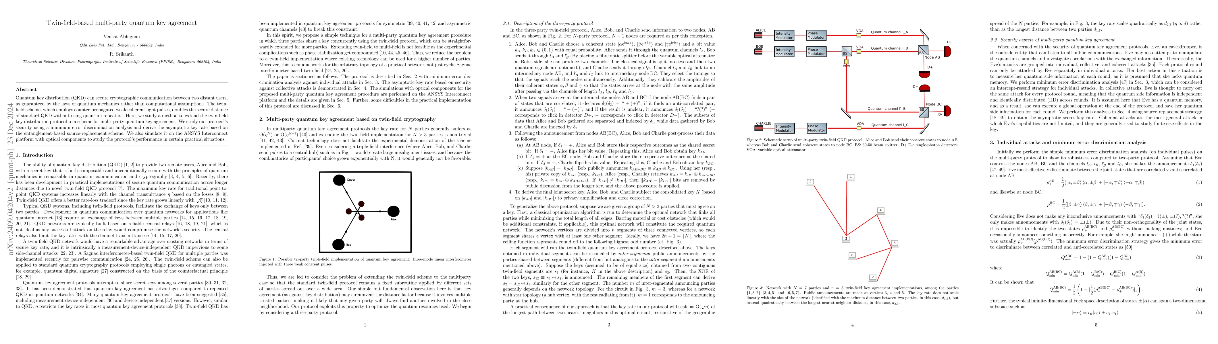 Thumbnail for Twin-field-based multi-party quantum key agreement
