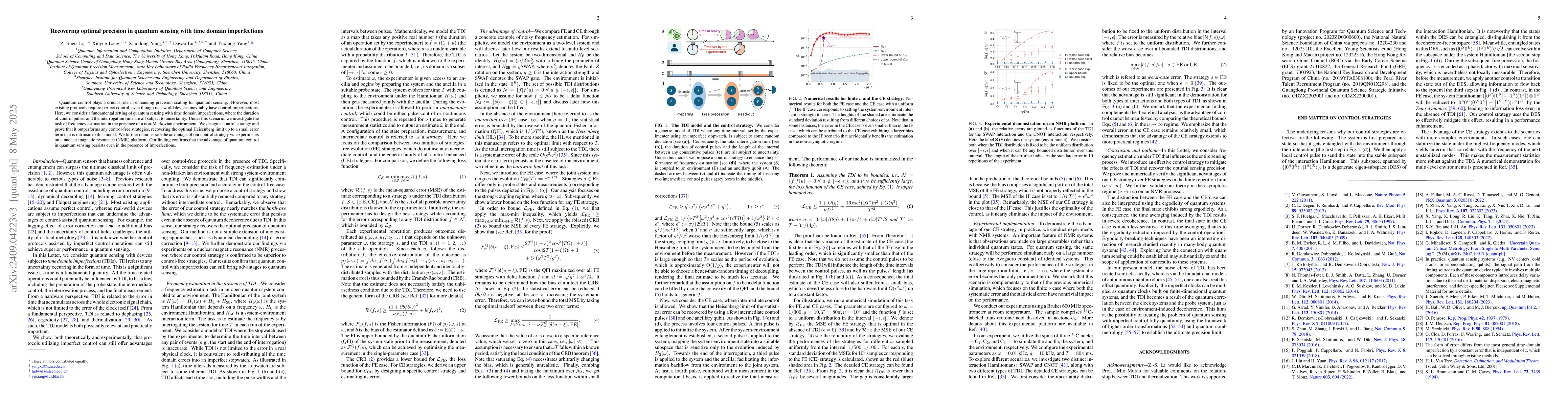 Thumbnail for Recovering optimal precision in quantum sensing using imperfect control