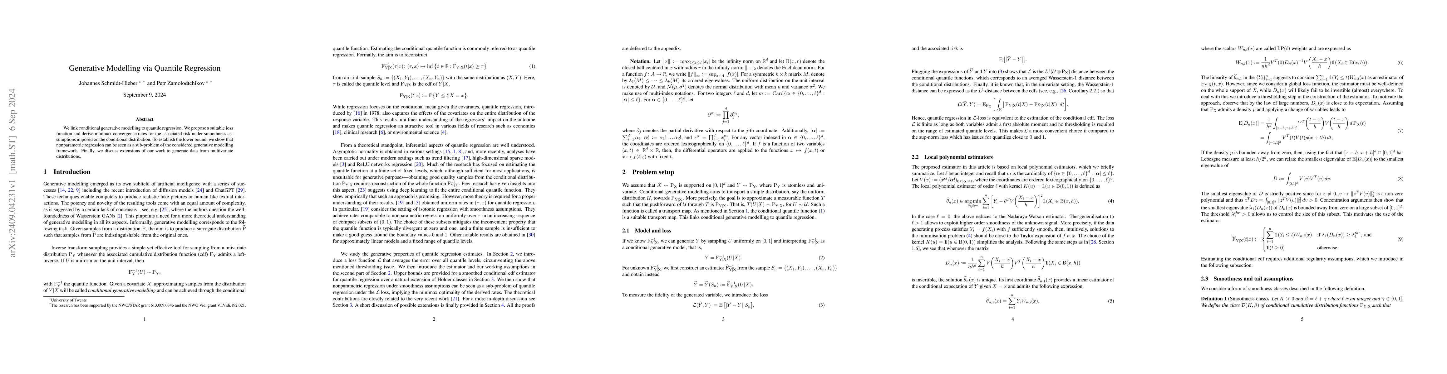Thumbnail for Generative Modelling via Quantile Regression