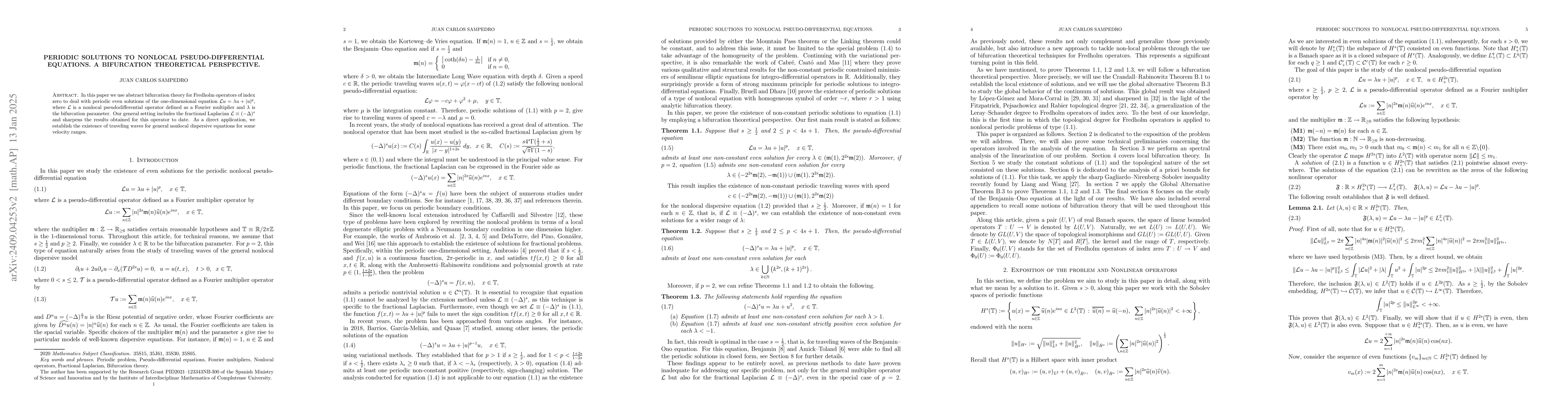 Thumbnail for Periodic solutions to nonlocal pseudo-differential equations. A
  bifurcation theoretical perspective