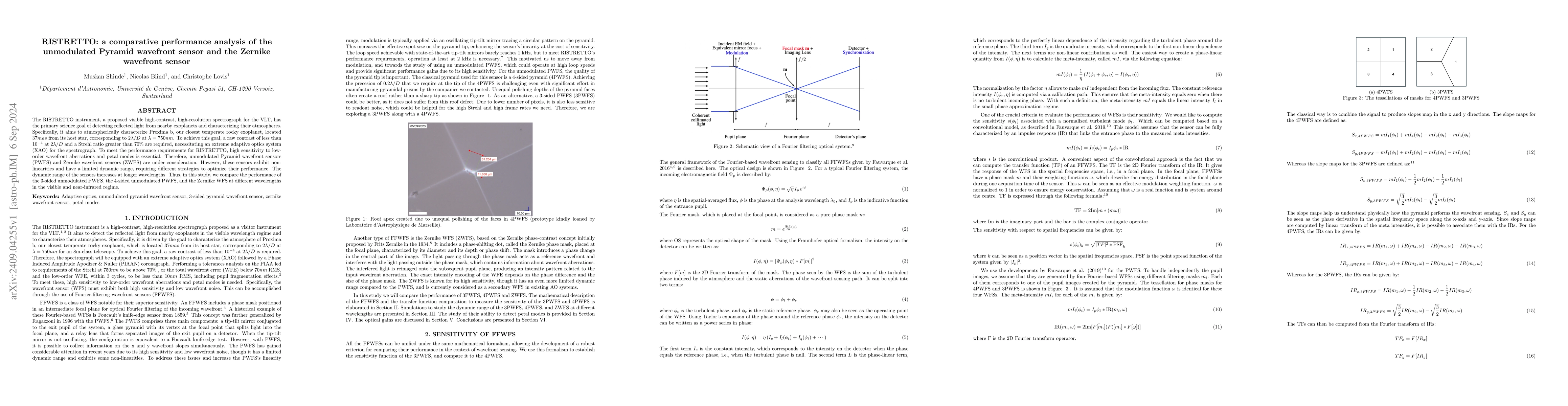 Thumbnail for RISTRETTO: a comparative performance analysis of the unmodulated Pyramid
  wavefront sensor and the Zernike wavefront sensor