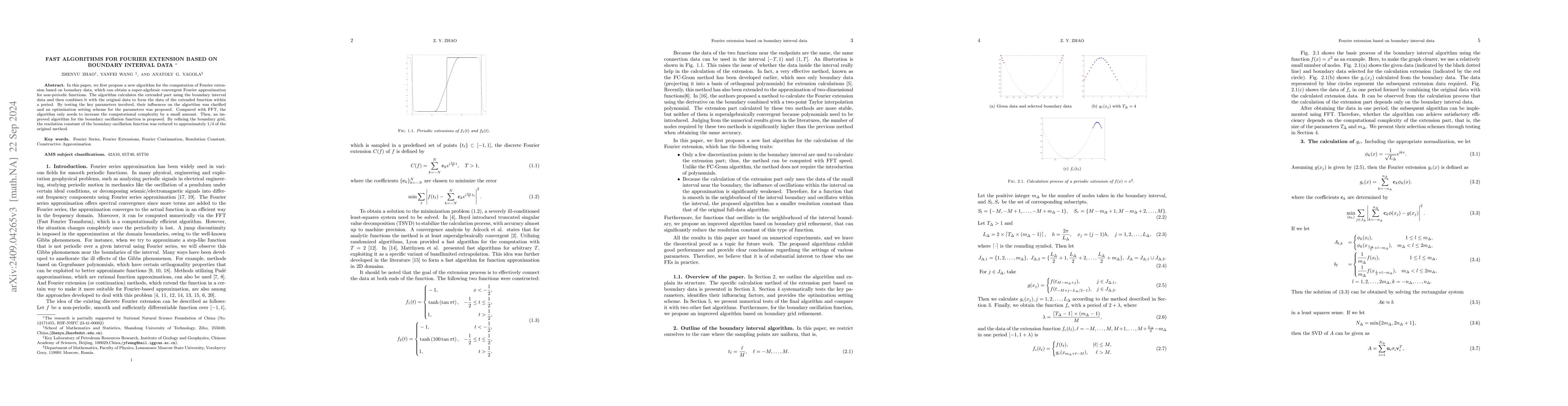 Thumbnail for Fast Algorithms for Fourier extension based on boundary interval data