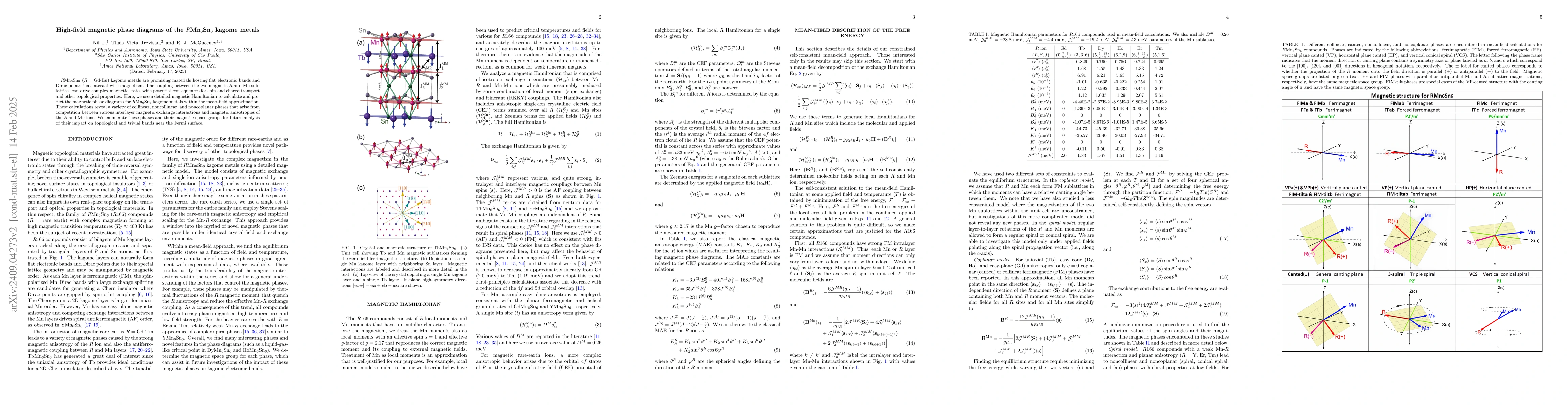 Thumbnail for High-field magnetic phase diagrams of the $\textit{R}$Mn$_6$Sn$_6$
  kagome metals