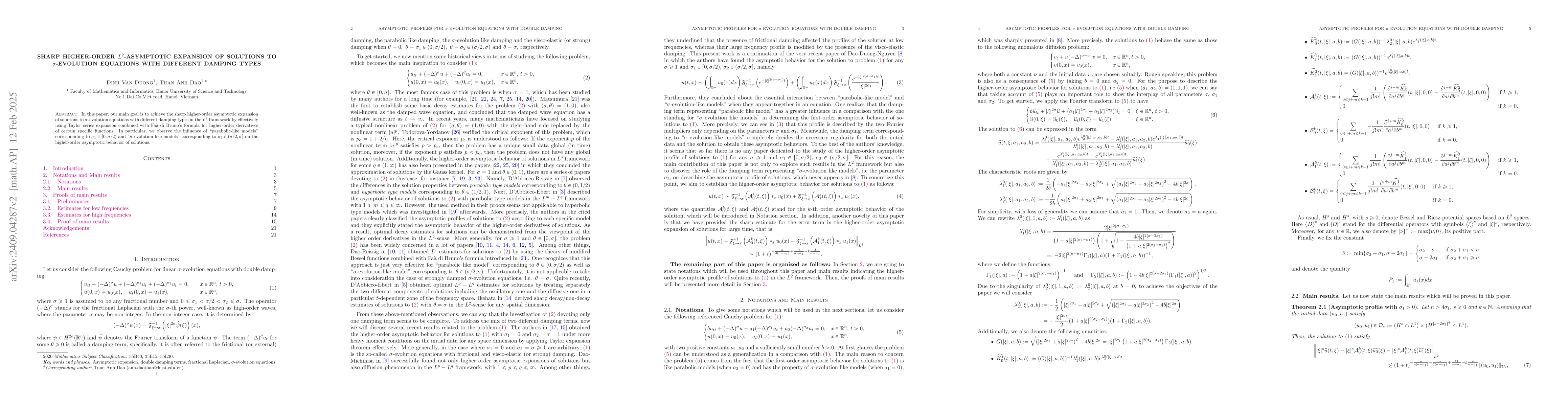 Thumbnail for Higher-order $L^2$-asymptotic expansion of solutions to σ-evolution
  equations with different damping types