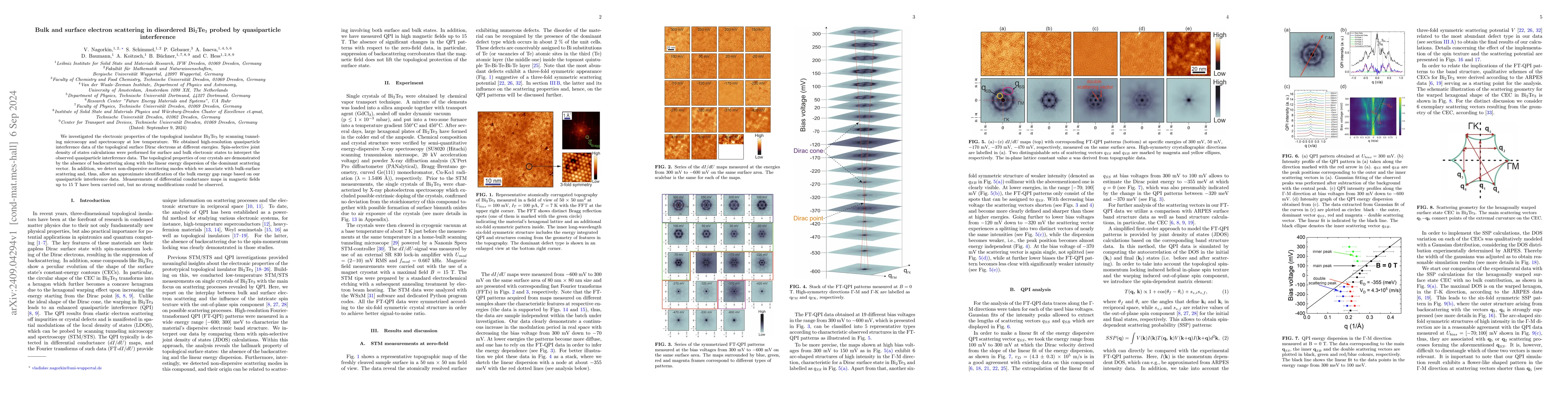 Thumbnail for Bulk and surface electron scattering in disordered Bi$_{2}$Te$_{3}$
  probed by quasiparticle interference