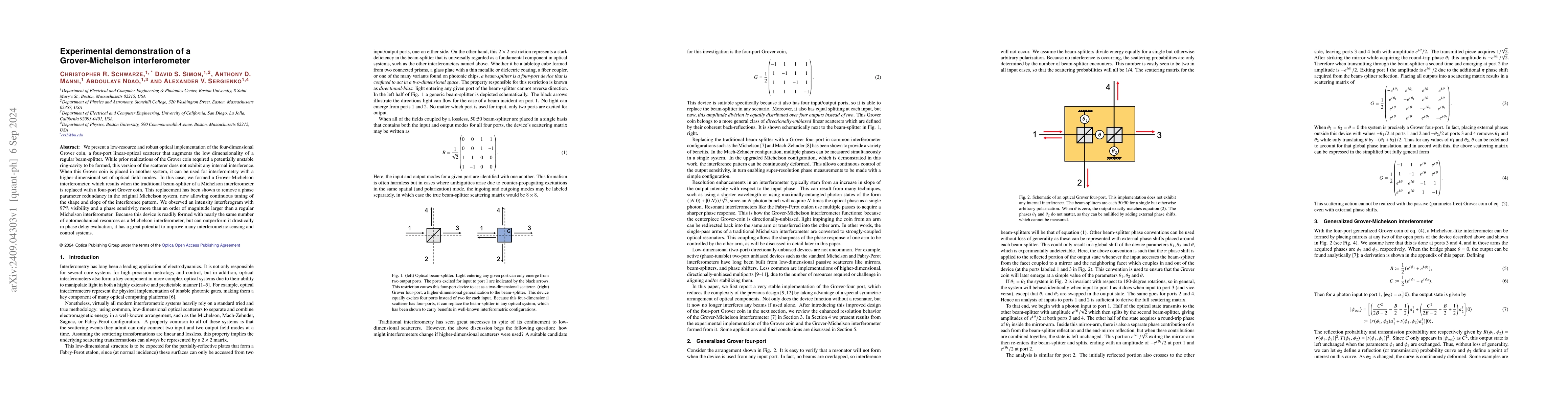 Thumbnail for Experimental demonstration of a Grover-Michelson interferometer