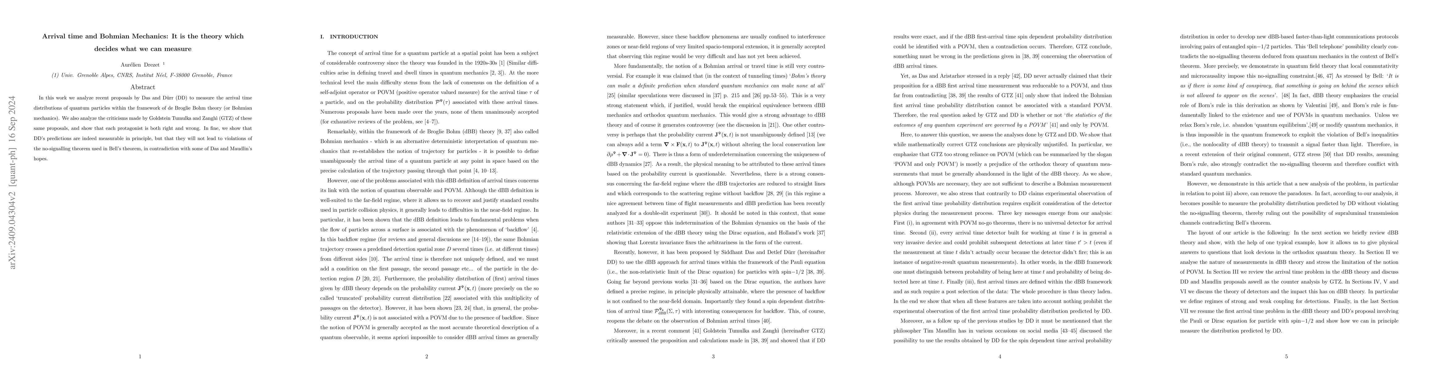 Thumbnail for Arrival time and Bohmian Mechanics: It is the theory which decides what
  we can measure