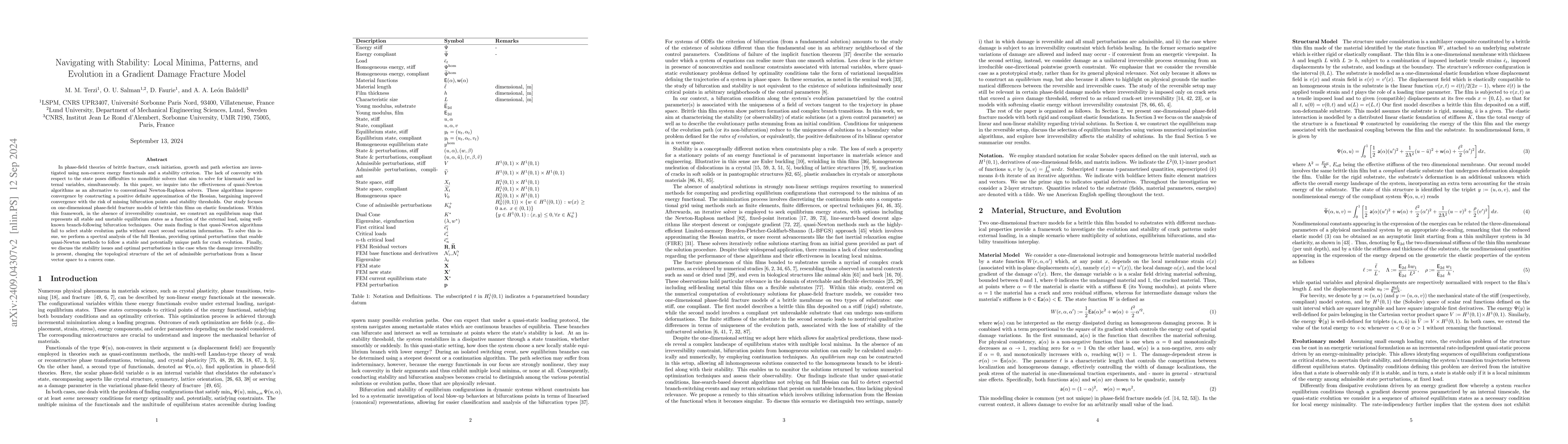 Thumbnail for Navigating with Stability: Local Minima, Patterns, and Evolution in a
  Gradient Damage Fracture Model