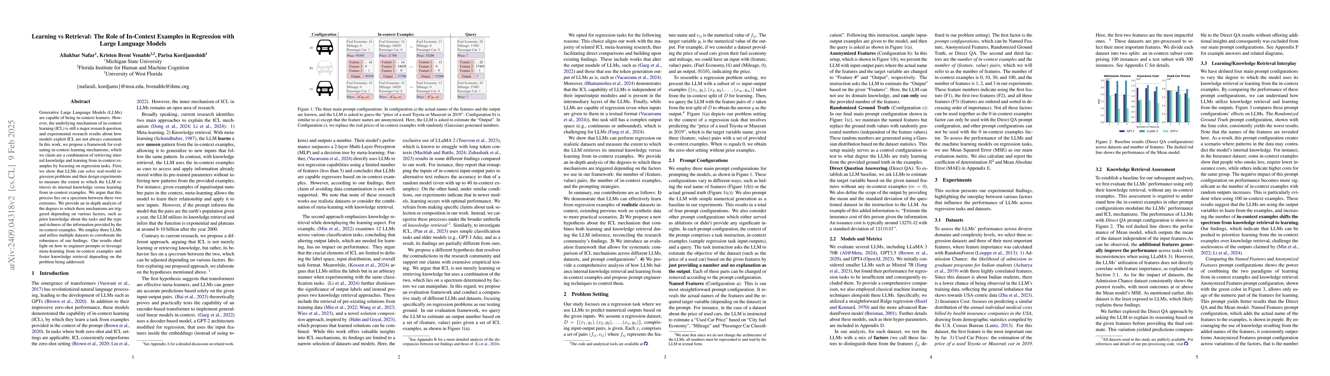 Thumbnail for Learning vs Retrieval: The Role of In-Context Examples in Regression
  with LLMs