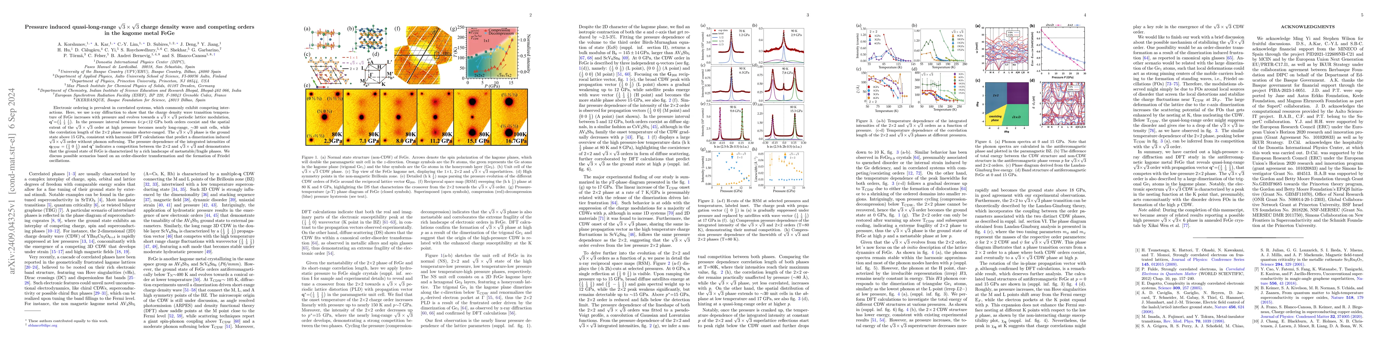 Thumbnail for Pressure induced quasi-long-range $\sqrt{3} \times \sqrt{3}$ charge
  density wave and competing orders in the kagome metal FeGe