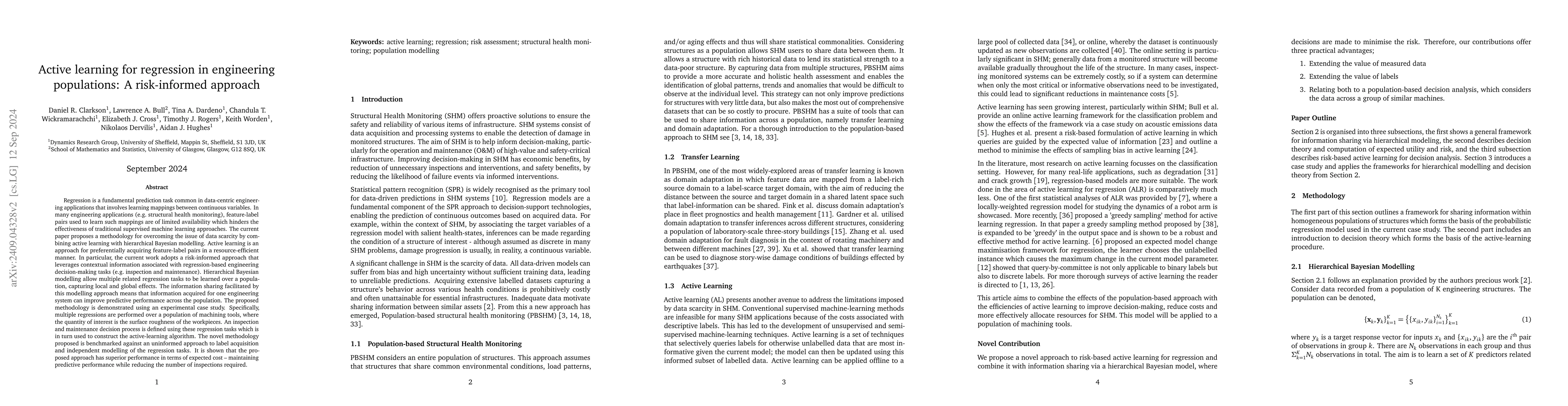 Thumbnail for Active learning for regression in engineering populations: A
  risk-informed approach