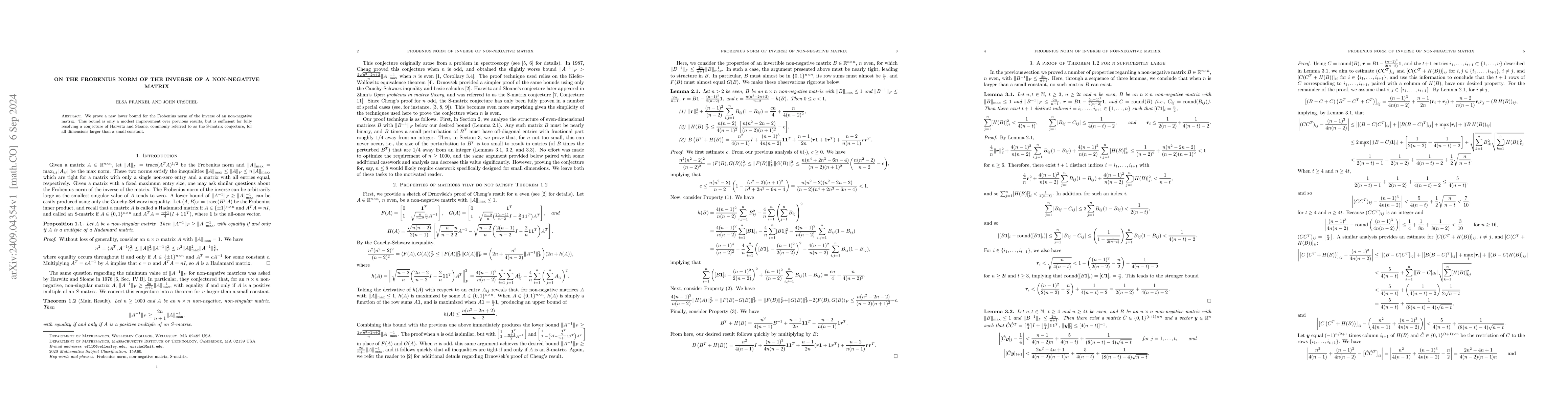 Thumbnail for On the Frobenius norm of the inverse of a non-negative matrix