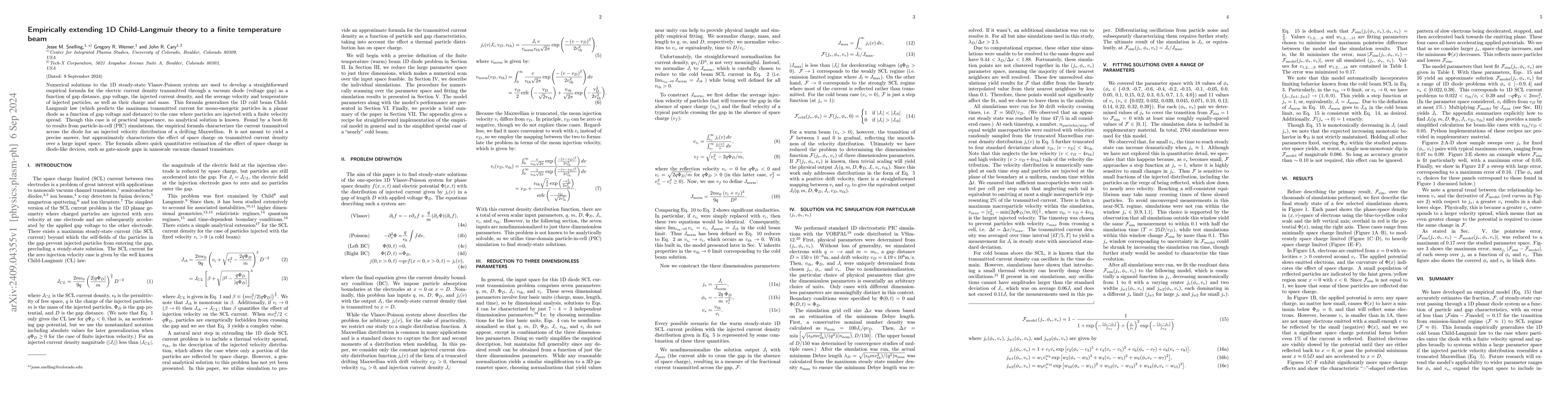 Thumbnail for Empirically extending 1D Child-Langmuir theory to a finite temperature
  beam