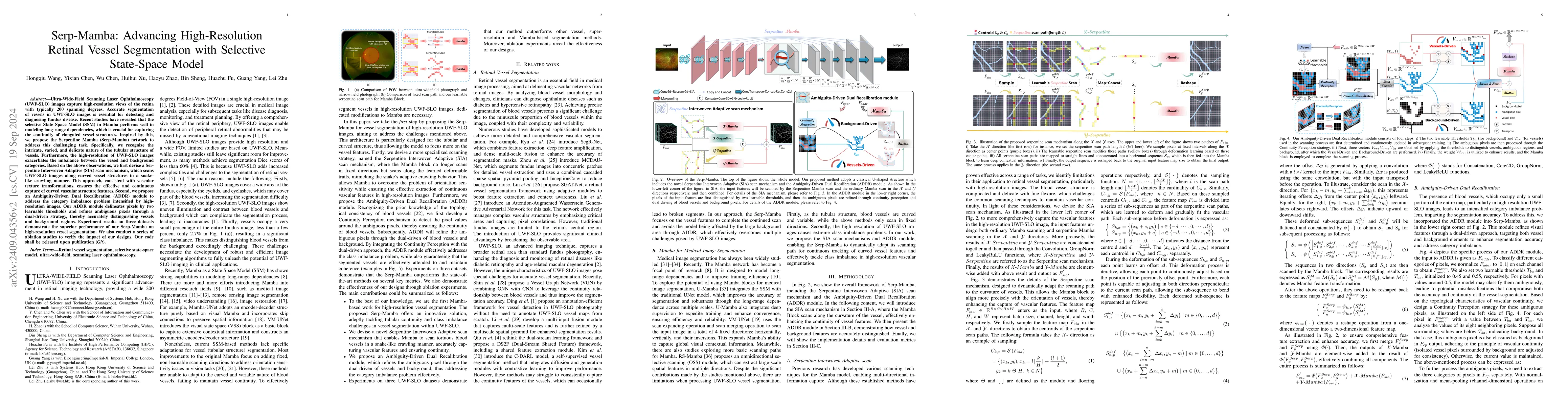 Thumbnail for Serp-Mamba: Advancing High-Resolution Retinal Vessel Segmentation with
  Selective State-Space Model