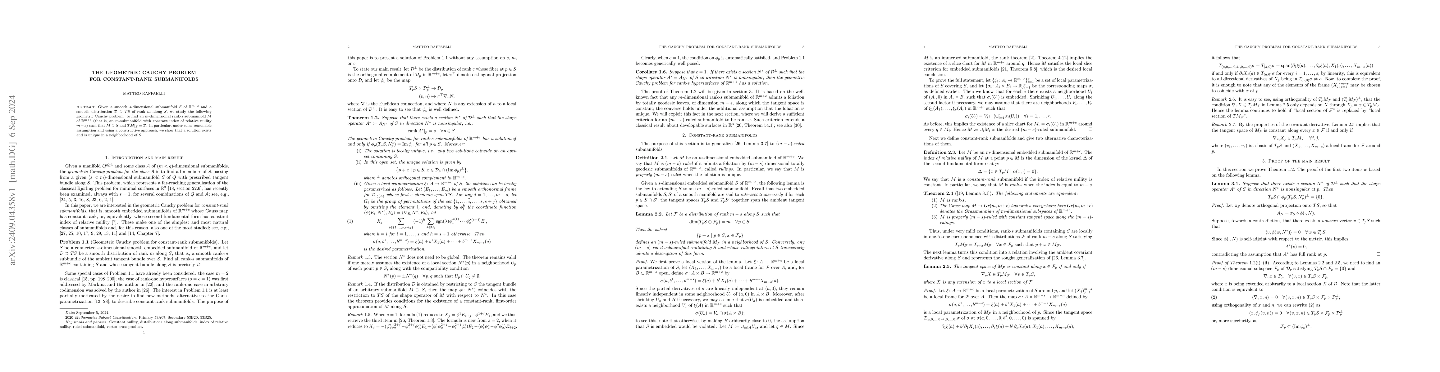 Thumbnail for The geometric Cauchy problem for constant-rank submanifolds