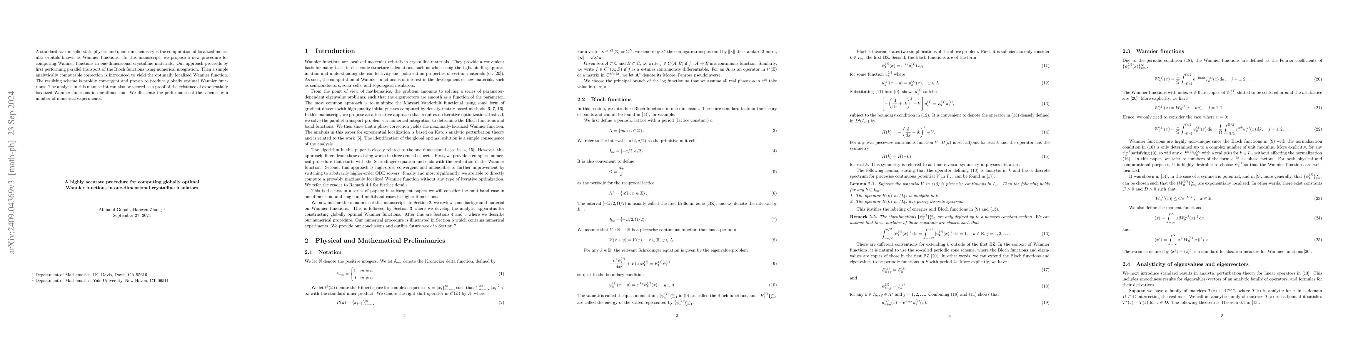Thumbnail for A highly accurate procedure for computing globally optimal Wannier
  functions in one-dimensional crystalline insulators