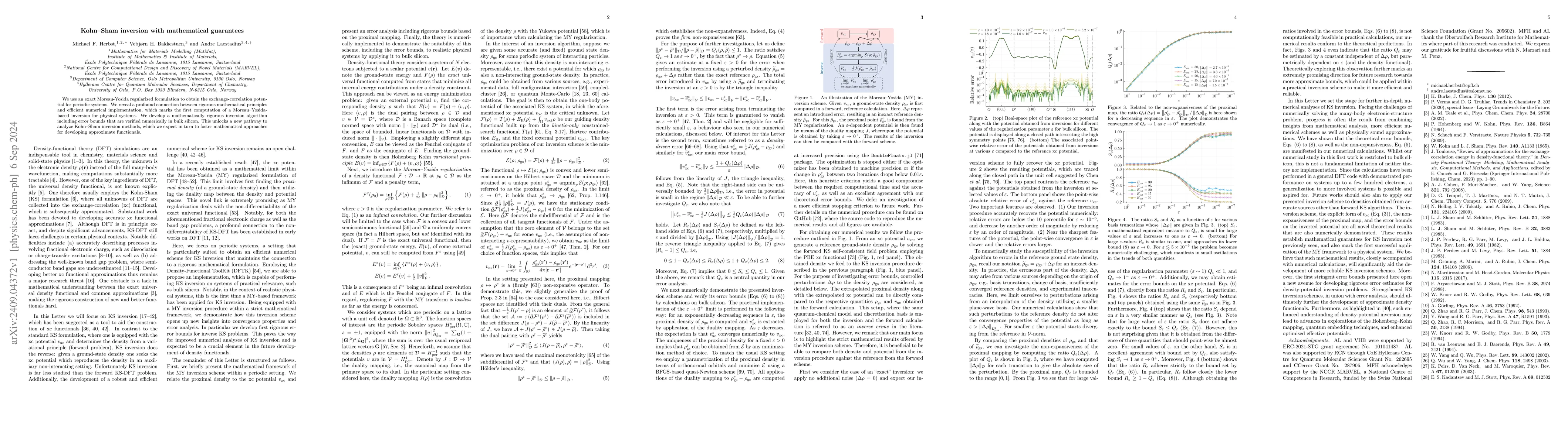 Thumbnail for Kohn-Sham inversion with mathematical guarantees