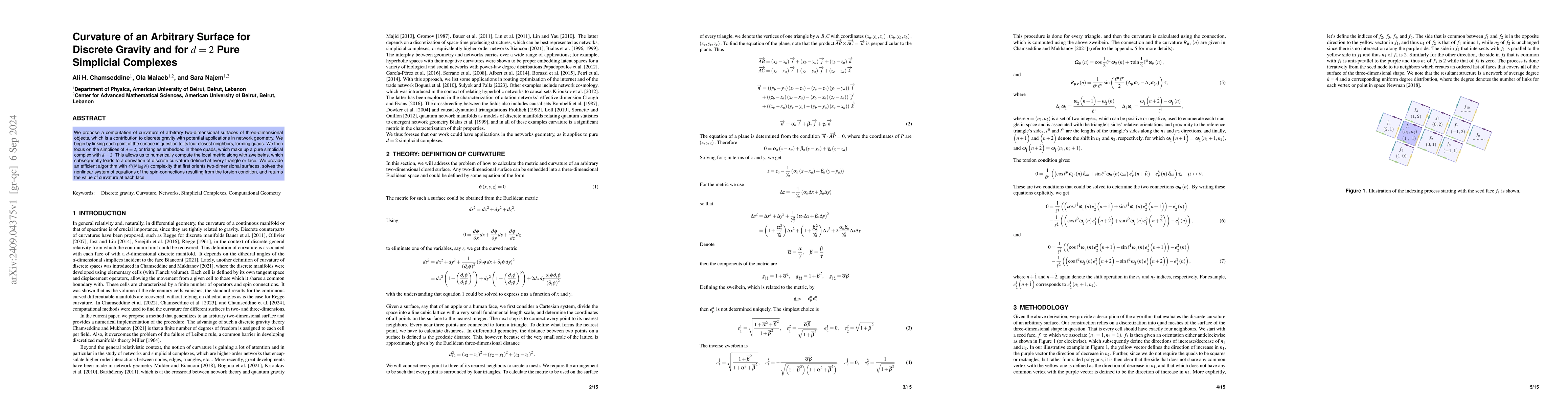 Thumbnail for Curvature of an Arbitrary Surface for Discrete Gravity and for $d=2$
  Pure Simplicial Complexes