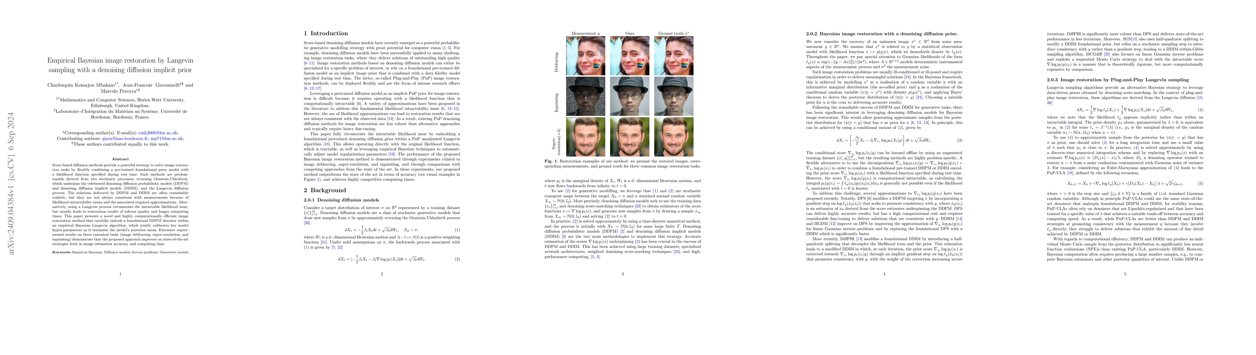 Thumbnail for Empirical Bayesian image restoration by Langevin sampling with a
  denoising diffusion implicit prior