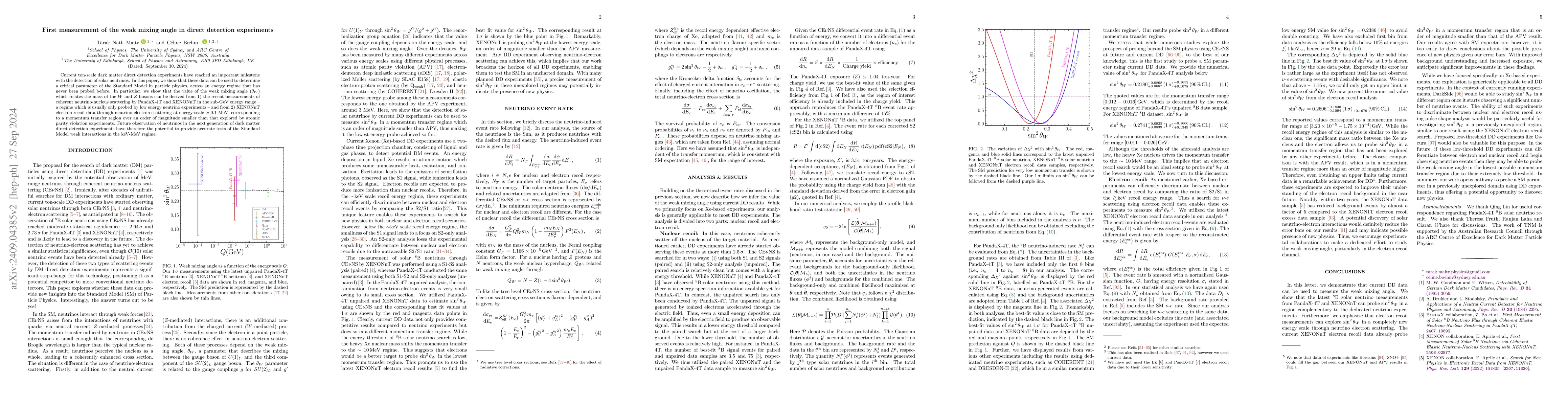 Thumbnail for First measurement of the weak mixing angle in direct detection
  experiments