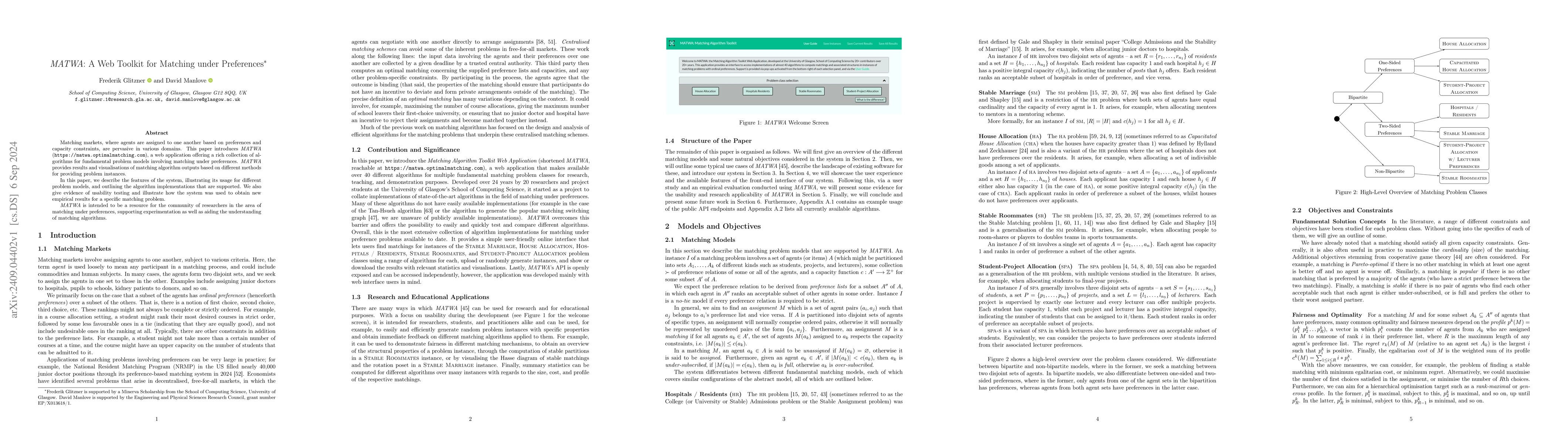 Thumbnail for MATWA: A Web Toolkit for Matching under Preferences