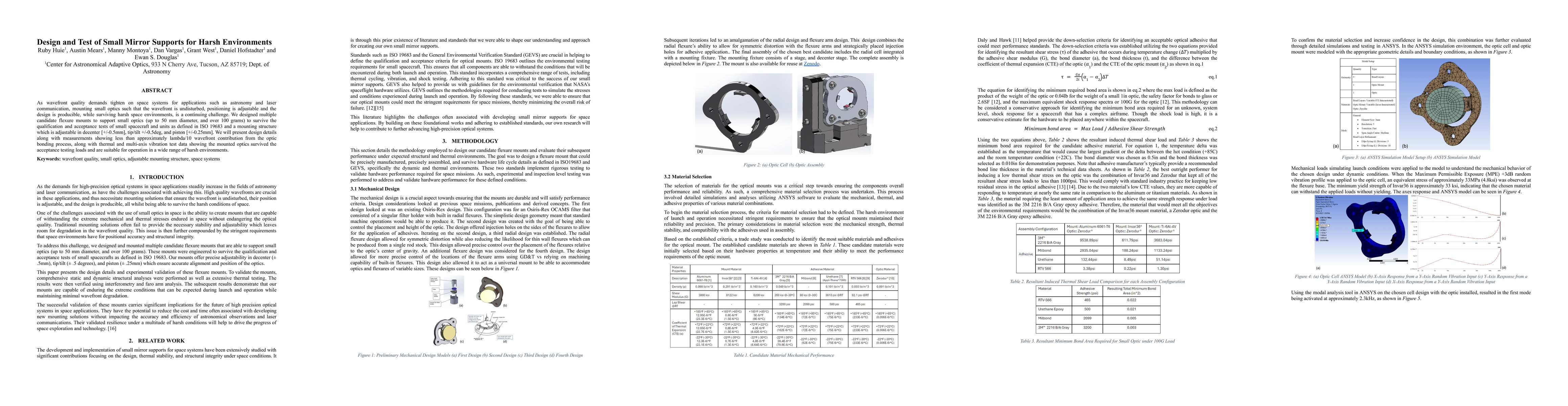 Thumbnail for Design and Test of Small Mirror Supports for Harsh Environments