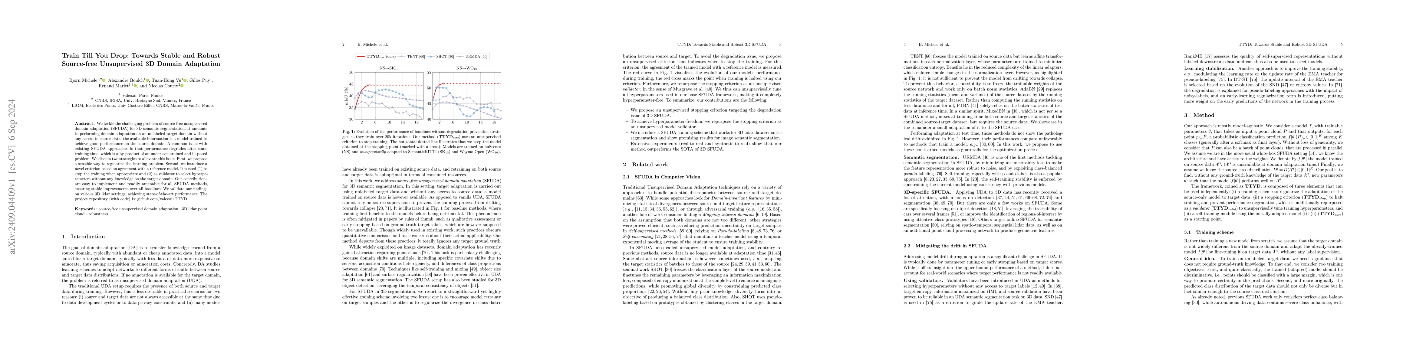 Thumbnail for Train Till You Drop: Towards Stable and Robust Source-free Unsupervised
  3D Domain Adaptation