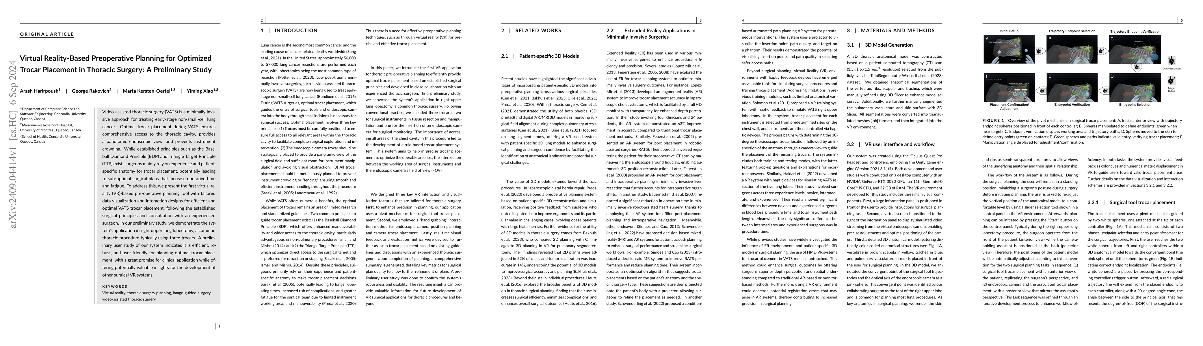 Thumbnail for Virtual Reality-Based Preoperative Planning for Optimized Trocar
  Placement in Thoracic Surgery: A Preliminary Study