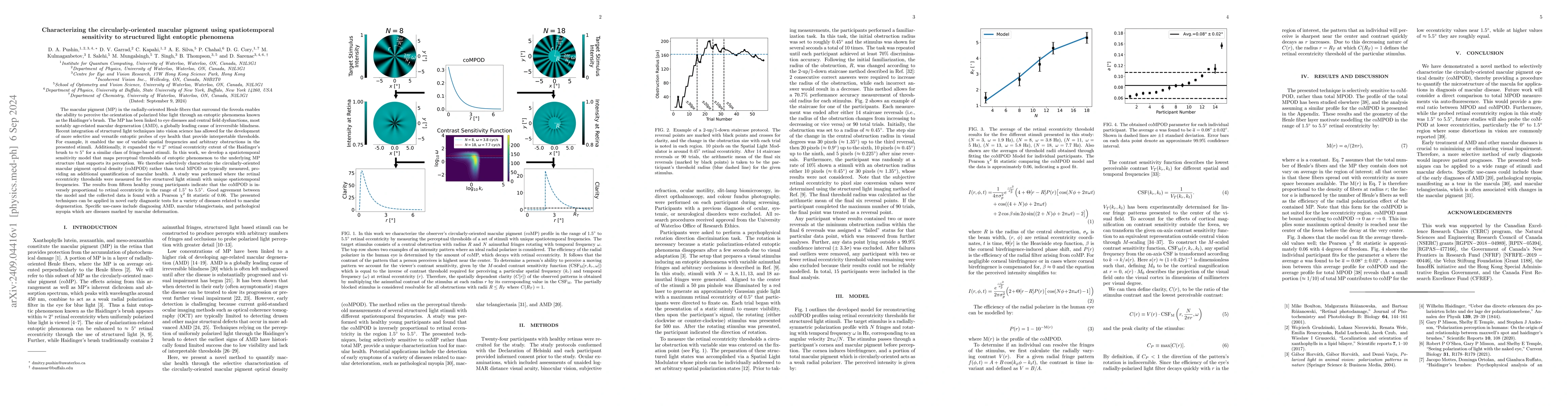 Thumbnail for Characterizing the circularly-oriented macular pigment using
  spatiotemporal sensitivity to structured light entoptic phenomena