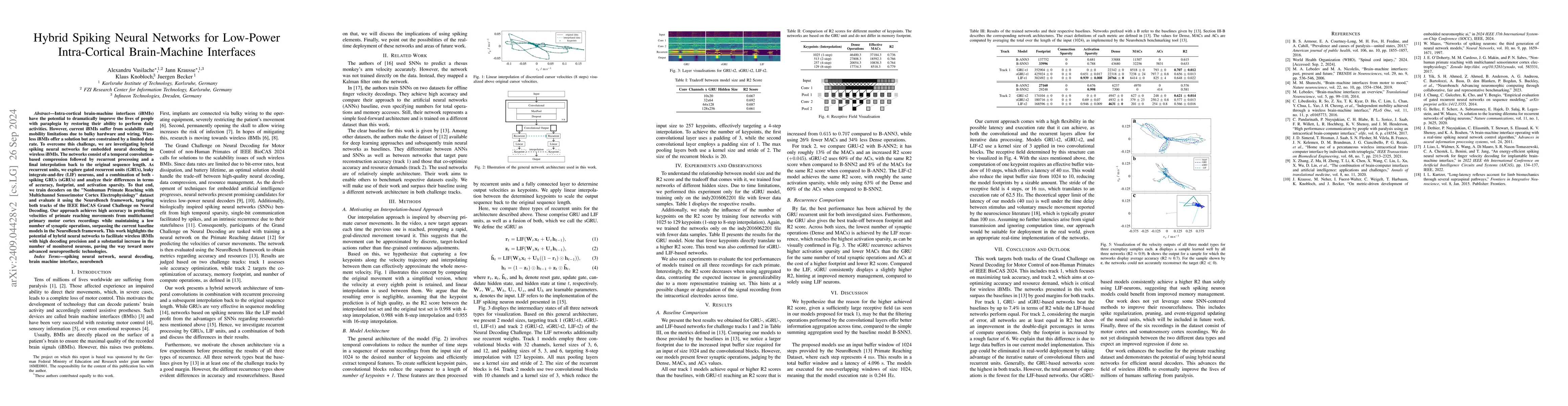 Thumbnail for Hybrid Spiking Neural Networks for Low-Power Intra-Cortical
  Brain-Machine Interfaces