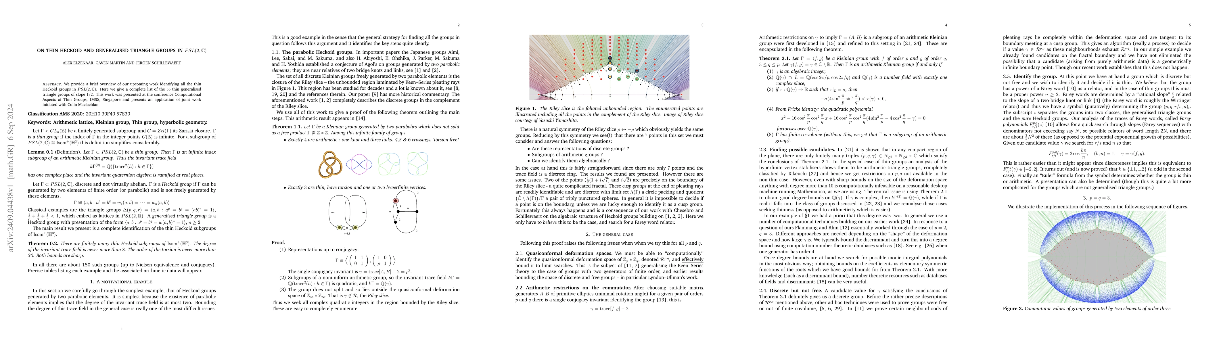 Thumbnail for On Thin Heckoid and Generalised Triangle Groups in $PSL(2,\mathbb{C})$}