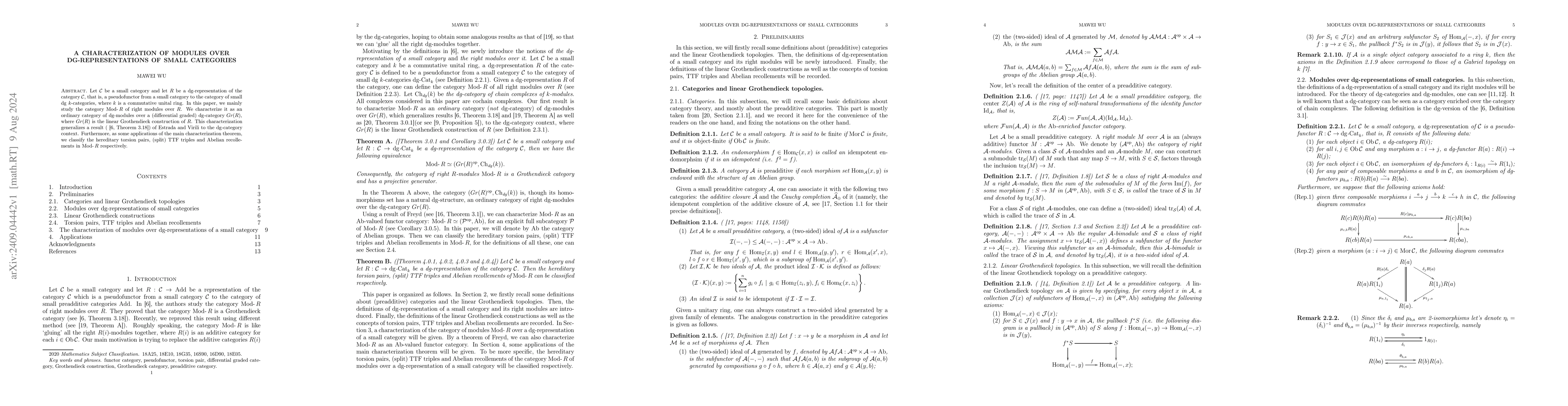 Thumbnail for A characterization of modules over dg-representations of small
  categories