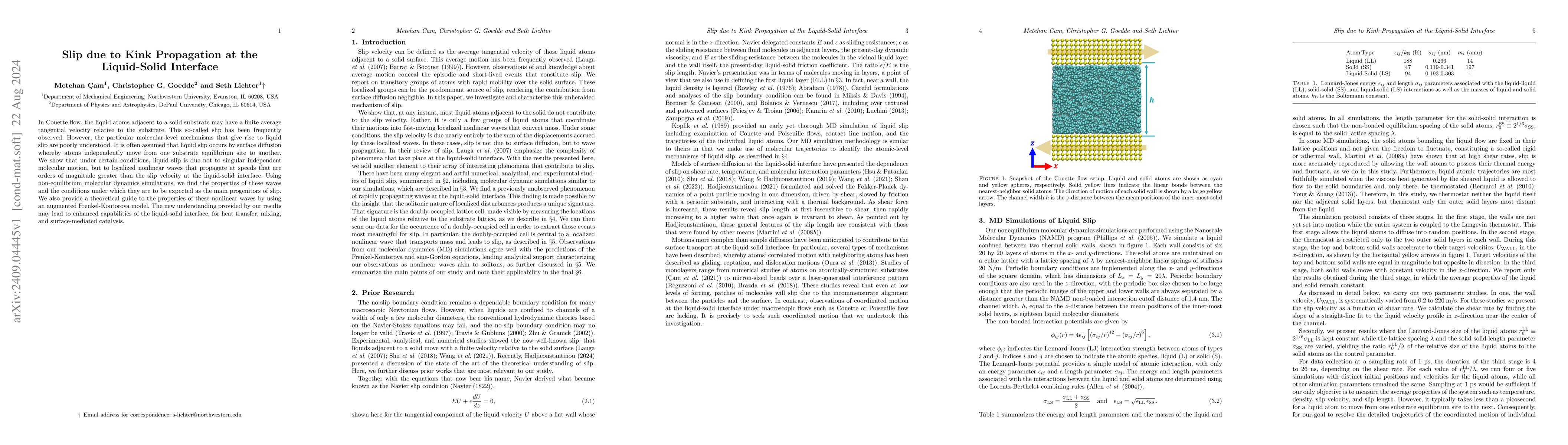 Thumbnail for Slip Due to Kink Propagation at the Liquid-Solid Interface