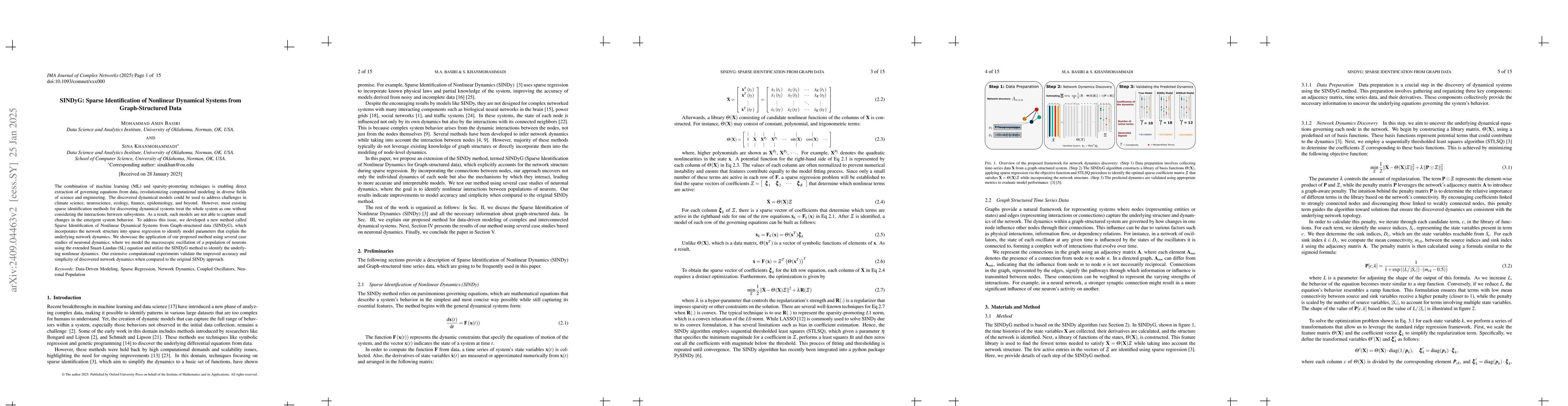 Thumbnail for Discovering Governing equations from Graph-Structured Data by Sparse
  Identification of Nonlinear Dynamical Systems