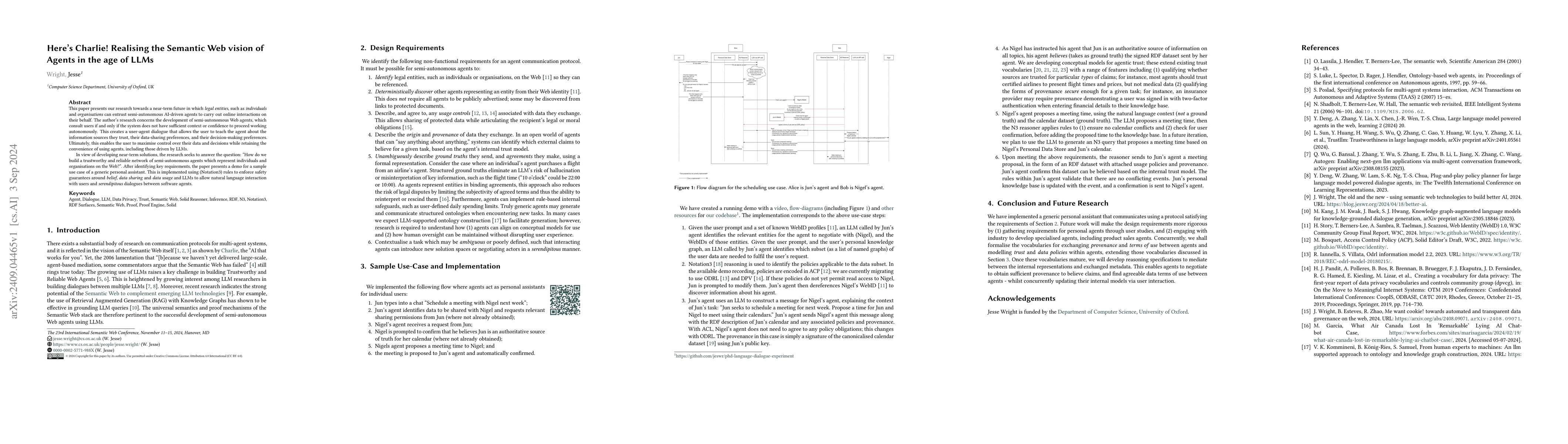 Thumbnail for Here's Charlie! Realising the Semantic Web vision of Agents in the age
  of LLMs