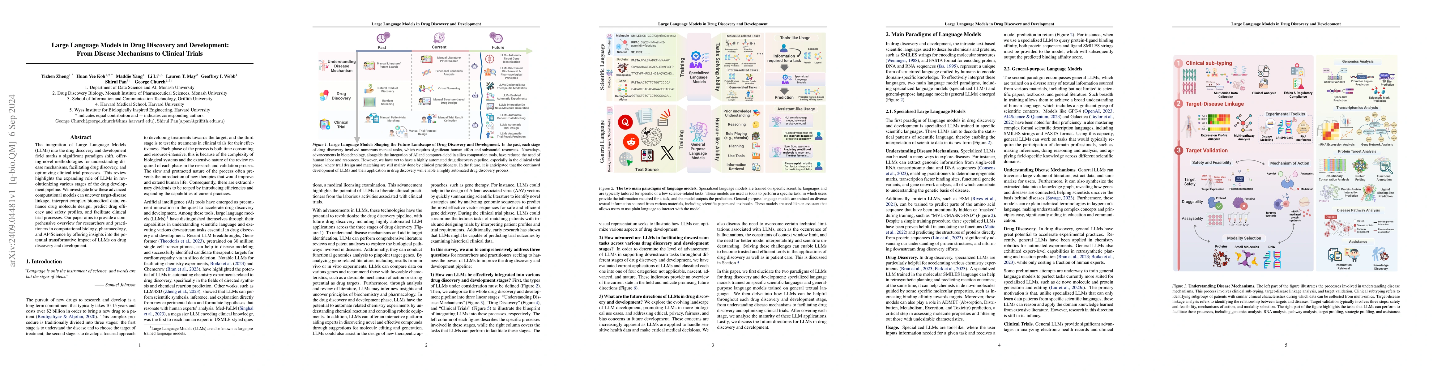 Thumbnail for Large Language Models in Drug Discovery and Development: From Disease
  Mechanisms to Clinical Trials